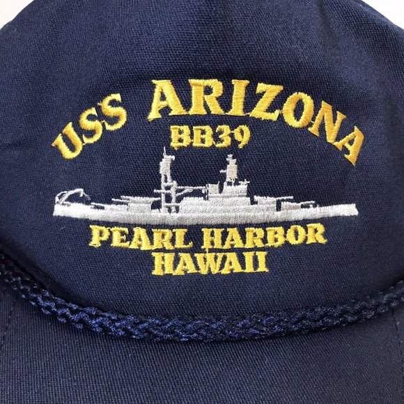 Vintage Made in USA USS Arizona Pearl Harbor Hawaii Snapback Hat - Picture 2 of 10